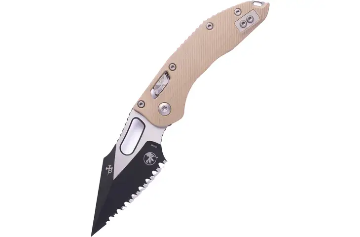 Microtech Stitch Ram Lok S/E Black Full Serrate Fluted G-10 3.71in Folding Knife w/ Free Shipping — 2 models - view 2